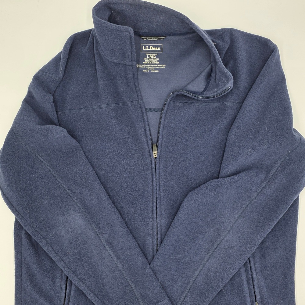 LL Bean Mens Fleece Jacket L REG Navy‎ Blue Zip Up Outerwear Traditional Fit